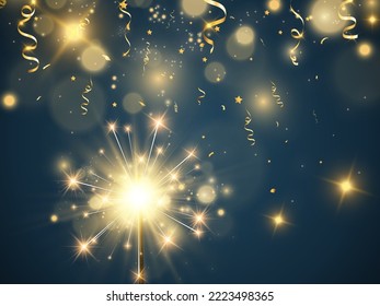 Vector illustration of sparklers on a transparent background.	
