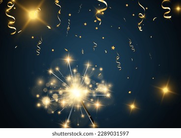 Vector illustration of sparklers on a transparent background.