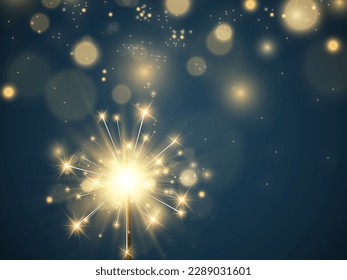 Vector illustration of sparklers on a transparent background.