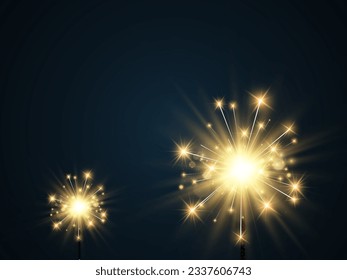 Vector illustration of sparklers on a transparent background.	
