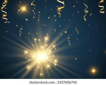 Vector illustration of sparklers on a transparent background.	
