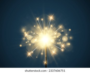 Vector illustration of sparklers on a transparent background.	
