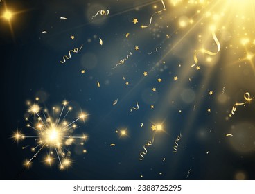 Vector illustration of sparklers on a transparent background.	
