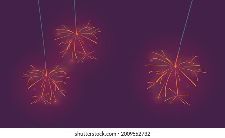 Vector illustration of sparklers in summer