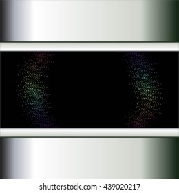 Vector illustration of Sparkles on a black background. Silver frame.