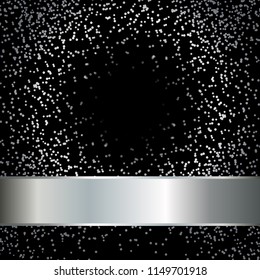 Vector illustration of Sparkles and silver ribbon on a black background