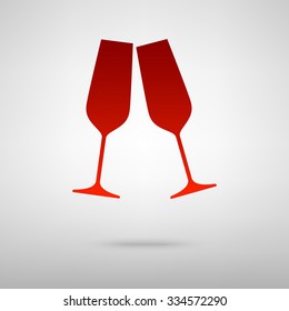Vector illustration of sparkling champagne glasses.
