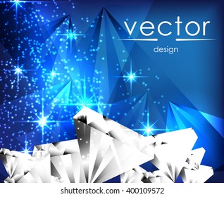 vector illustration sparkling gemstone on blue background