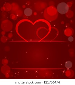 Vector illustration of sparkling hearts and bokeh light effect ant light out of pocket