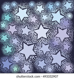 vector illustration of sparkling pastel blue stars on white background for baby shower party background