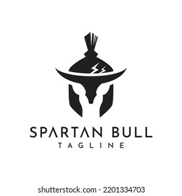 Vector illustration of Spartan with bull logo design Suitable for Warrior sports team logo design.