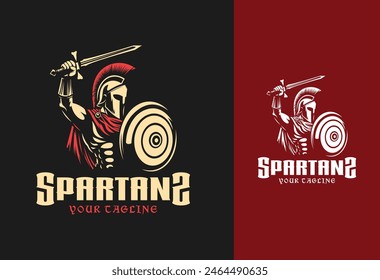 vector illustration of spartan king in armor and helmet	