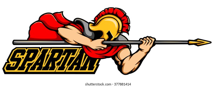 Vector Illustration Of Spartan With Spear