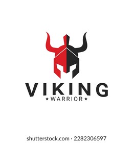 vector illustration of spartan viking warrior and helm logo design