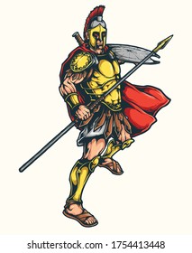 Vector illustration of Spartan warrior fighter