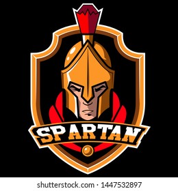 Vector illustration. Spartan warrior head with shield.