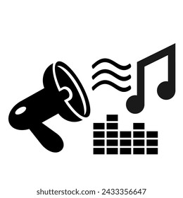 Vector illustration, speaker icon and notes.