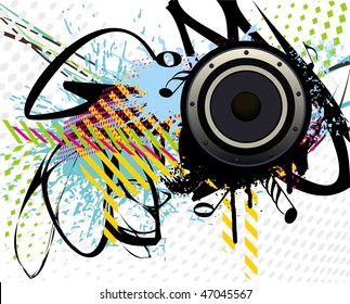 vector illustration of speaker on colourful grunge