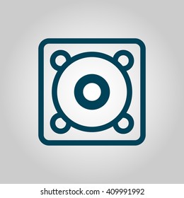 Vector illustration of Speaker sign icon on grey background.