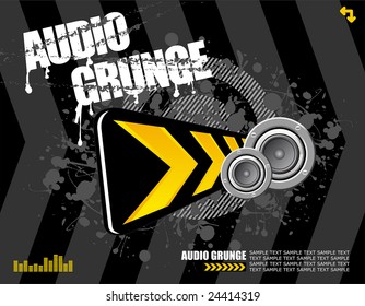 vector illustration - speakers and diversion sign on black grunge background ready for your own text
