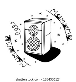 Vector illustration with speakers. Isolated on a white background. Cute doodle illustrations.