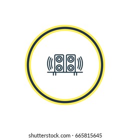Vector Illustration Of Speakers Outline. Beautiful Hardware Element Also Can Be Used As Loudspeaker Element.