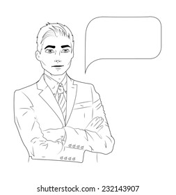Vector illustration of speaking business man