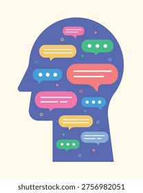 vector illustration of speaking, communication concept. A bubble, social and conversation sign. Social medial speech concept.