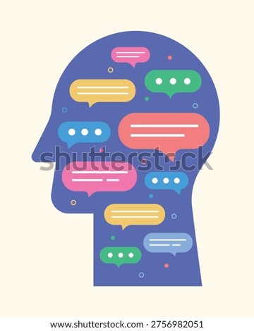 vector illustration of speaking, communication concept. A bubble, social and conversation sign. Social medial speech concept.