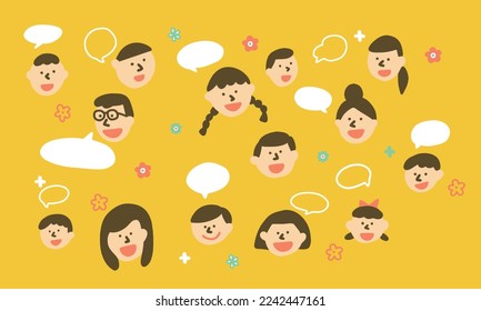 Vector illustration of speaking happy family concept.