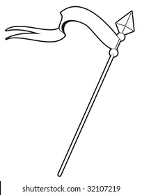 Vector illustration of a spear with a flag ideal for decal, digital stamp and more