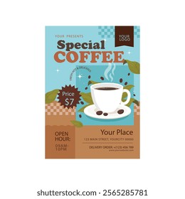 Vector illustration of special coffee flyer poster template design