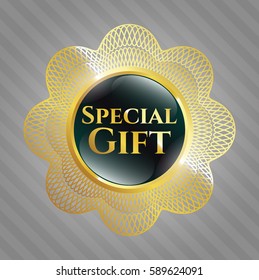 Vector Illustration of Special Gift gold shiny badge
