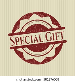 Vector illustration of Special Gift rubber grunge stamp icon In Maroon
