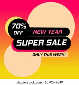 Vector illustration special new year shopping day sale. New year sale poster, background, banner, flyer design.