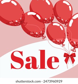 Vector illustration of Special Offer. Flyers and advertising with red balloons and a red bow. Perfect for sale banner, flyers, advertising