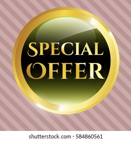 vector illustration Of Special Offer Icon green with golden color
