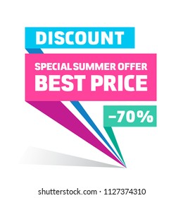 Vector Illustration Special Summer Offer Best Price. Bright Colorful Sale Banner Template