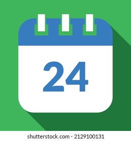 Vector illustration of specific day calendar marking day 24, vector icon for websites and projects in green and blue colors.