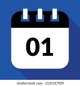 Ilustración vectorial del día de marcación específico del día 01, icono vectorial programado para sitios web, pegatinas e impresión.