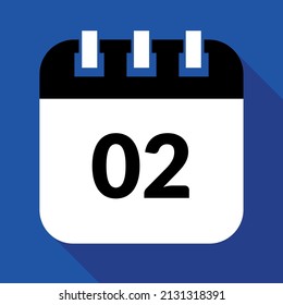 Vector illustration of specific day calendar marking day 02, schedule vector icon for websites, stickers and print.