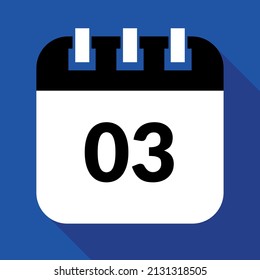 Vector illustration of specific day calendar marking day 03, schedule vector icon for websites, stickers and print.