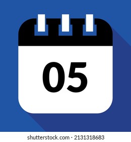Vector illustration of specific day calendar marking day 05, schedule vector icon for websites, stickers and print.
