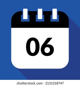 Vector illustration of specific day calendar marking day 06, schedule vector icon for websites, stickers and print.