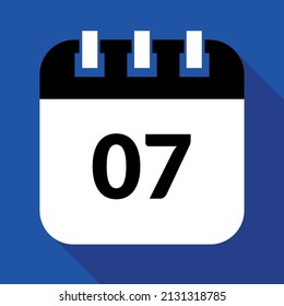 Vector illustration of specific day calendar marking day 07, schedule vector icon for websites, stickers and print.