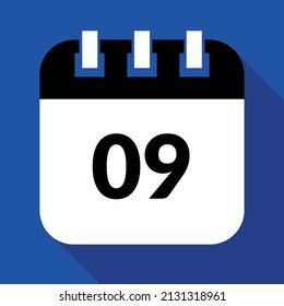 Vector illustration of specific day calendar marking day 09, schedule vector icon for websites, stickers and print.