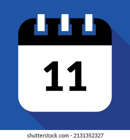 Vector illustration of specific day calendar marking day 11, schedule vector icon for websites, stickers and print.