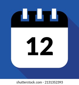 Ilustración vectorial del calendario del día 12 específico, icono vectorial programado para sitios web, pegatinas e impresión.