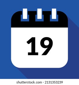 Vector illustration of specific day calendar marking day 19, schedule vector icon for websites, stickers and print.