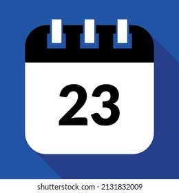 Ilustración vectorial del calendario de días específico que marca el día 23, programa icono vectorial para sitios web, pegatinas e impresión.